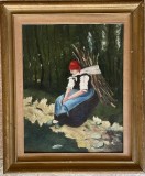 Tablou vechi semnat indescifrabil, ulei pe carton, pare o replică veche dupa Munk&aacute;csy Mih&aacute;ly 45 x 37 cm