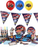 Cumpara ieftin Set 90 piese vesela petrecere Blaze pentru 6 copii, decorarea completa a mesei + 18 baloane, Multicolor