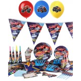 Set 90 piese vesela petrecere Blaze pentru 6 copii, decorarea completa a mesei + 18 baloane, Multicolor