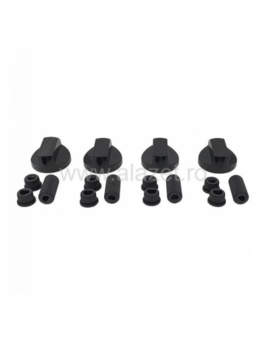 Set 4 butoane universale cuptor &amp; aragaz negre + adaptoare