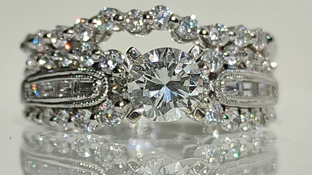 Inel aur 18k cu Diamante si verigheta 1.75ct, 14k, Alb | Okazii.ro