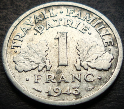 Moneda istorica 1 FRANC - FRANTA, anul 1943 * cod 3931 foto