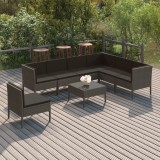 VidaXL Set mobilier de grădină cu perne, 8 piese, gri, poliratan