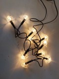 Instalatie veche, vintage de lumini de brad, electrica, 10 beculete albe, functional, decor Craciun, Sarbatori de iarna