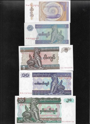 Set 10 bancnote 50p - 1000 kyats Myanmar aunc / unc foto