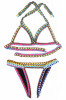 SW860-211 Costum de baie multicolor, cu neopren si model crosetat, XL, XXL