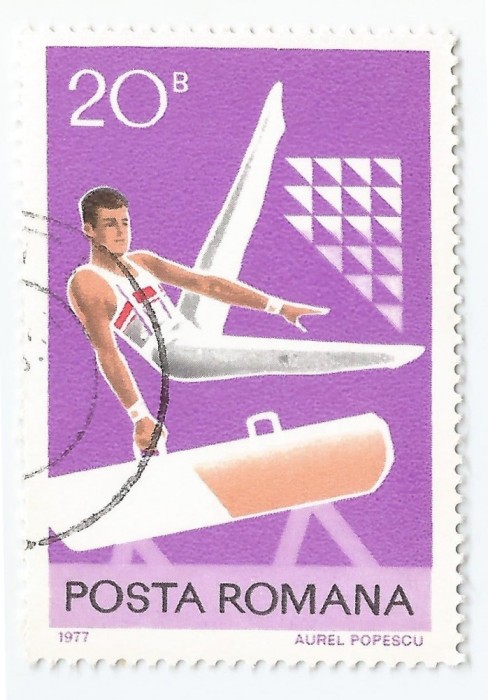 *Romania, Lp 943/1977, Sport, 20 bani, eroare 5, oblit.