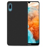 Husa Huawei Y7 2019 GloMax Perfect Fit, TPU, Insertii Carbon, Anti-soc, Anti-zgarieturi, Negru
