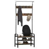 HOMCOM Dulap de perete pentr Haine Stil Industrial cu banc pentru pantofi, in Lemn si Metal 72x34x185cm