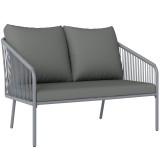 Outsunny Canapea de Grădină cu 2 Locuri, Perne Detașabile, Brațe și Cadru din Oțel, 112x72x76 cm, Verde | Aosom Romania