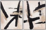 Set 2 tablouri decorative olegrafie pe panza, abstract 2 x 90 x 120 cm