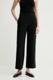 Samsoe Samsoe pantaloni din amestec de in SAHANI culoarea negru, lat, high waist, F25100013