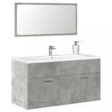 vidaXL Dulap de baie cu oglindă, gri beton, lemn prelucrat 856380