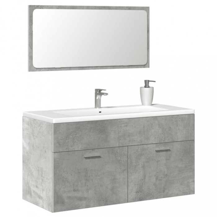 vidaXL Dulap de baie cu oglindă, gri beton, lemn prelucrat 856380
