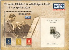 ROMANIA 2024 EXPOZITIA FILATELICA MONDIALA EFIRO - Colita dantelata LP.2462a MNH