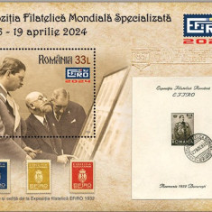 ROMANIA 2924 EXPOZITIA FILATELICA MONDIALA EFIRO - Colita dantelata LP.2462a MNH