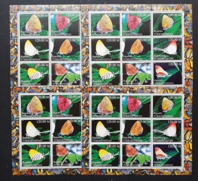 TURKMENISTAN- FLUTURI-4 X 9 v.IN 4 COLI MICI-MNH**-TU PLR 64 foto