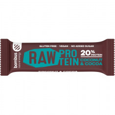 Baton proteic cu nuca de cocos si cacao 20% proteine Raw Protein, 50g, Bombus