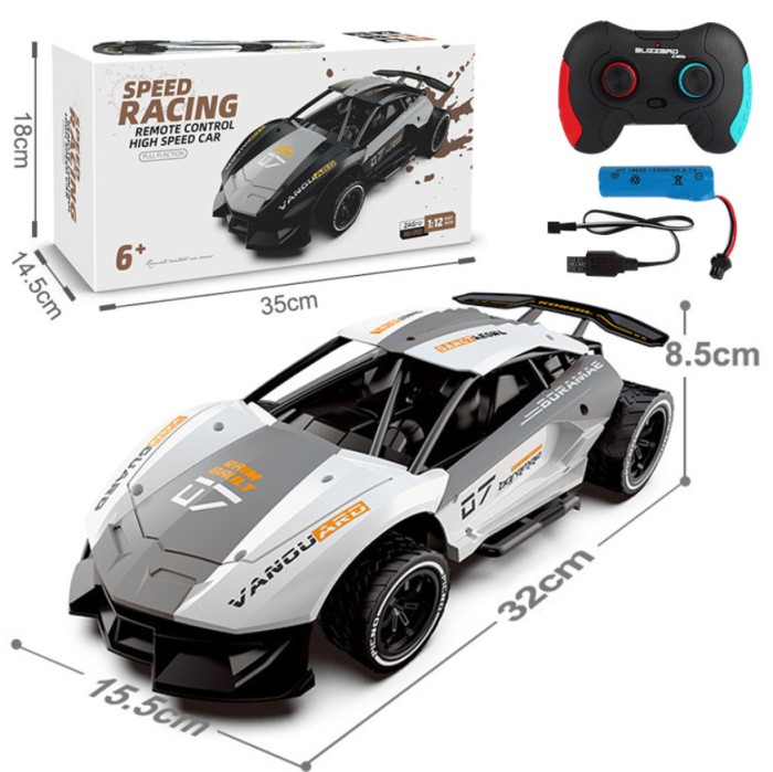 Masina curse de mare viteza cu telecomanda, incarcare USB, acumulator inclus, 32x15.5x8.5cm