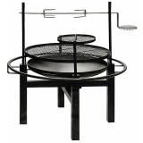 Gratar multifunctional cu rotisor, constructie metalica rezistenta, negru, 90x86x99 cm