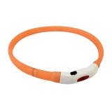 Zgarda din silicon cu Led Pentru Caini, 55cm, Reglabila, Portocaliu, Reincarcabila, USB Inclus, Ropet
