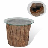 Cumpara ieftin Măsuță de cafea, lemn de tec și sticlă, 50 x 40 cm