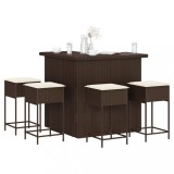 vidaXL Set mobilier bar de grădină cu perne, 5 piese, maro, poliratan 3261501