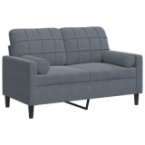 Cumpara ieftin Canapea cu 2 locuri cu pernute, gri inchis, 120 cm, catifea