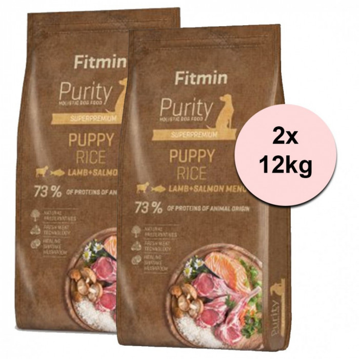 Fitmin Purity Puppy Rice Lamb &amp;amp; Salmon 2 x 12 kg