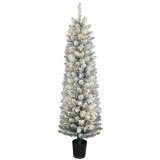 HOMCOM Brad de Crăciun Nins cu 150 LED-uri 150 cm 8 Moduri 250 Ramuri Verde și Alb | Aosom Romania