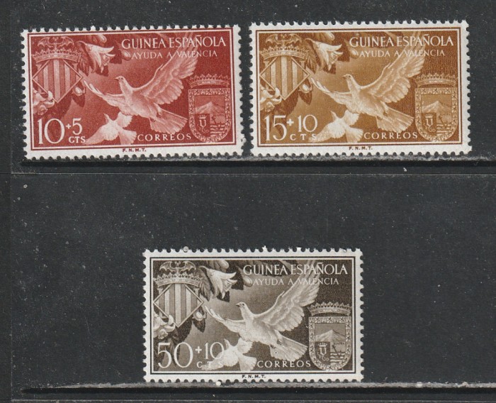 Guinea Spaniola 1951 - Pasari 3v MNH