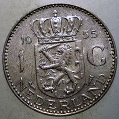 C.421 OLANDA JULIANA 1 GULDEN 1955 ARGINT