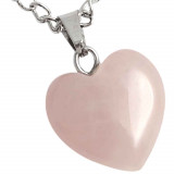Pandantiv Cuartz Roz, piatra dragostei, cristal natural inimă 15 mm