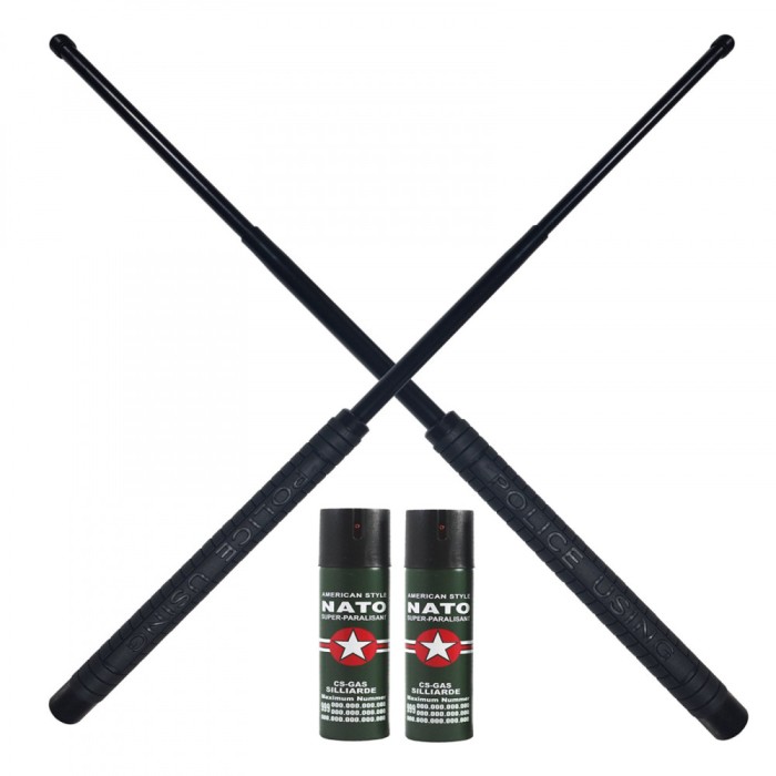 Set autoaparare IdeallStore&reg;, format din doua bastoane telescopice 50 cm si doua sprayurijet 60 ml