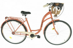Bicicleta dama cu cos rachita Davi&amp;reg; Lila 1 viteze Roata 28&amp;quot;, 160-185 cm inaltime, Portocale foto