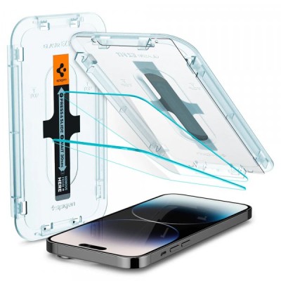 Folie de protectie Ecran Spigen GlastR EZ FIT pentru Apple iPhone 14 Pro, Sticla Securizata, Full Glue, Set 2 bucati foto