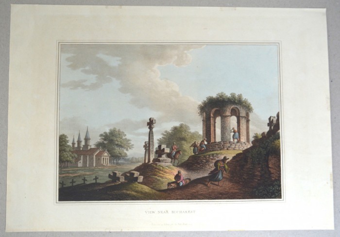 Luigi Mayer &quot;Vedere de langa Bucuresti&quot; aquatinta 1809
