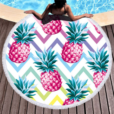 Prosop mare de plaja, super absorbant, forma rotunda, diametru 150cm, model Ananas foto
