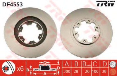 Disc frana NISSAN PICK UP III (D22) (1997 - 2016) TRW DF4553 foto