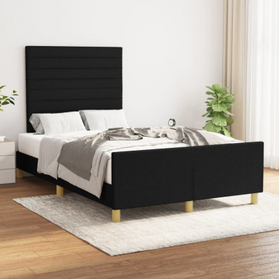 vidaXL Cadru de pat cu tăblie, negru, 120x200 cm, textil foto