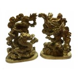 Set statuete Feng Shui Dragon cu perla nemuriri si Pasarea Phoenix 13 cm, model