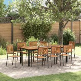 Cumpara ieftin Set de masă pentru grădină 9 pcs Gri, Teak Natural