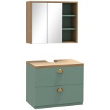 kleankin Set de mobilier pentru baie cu rafturi reglabile 2 sertare design scandinav verde | Aosom Romania