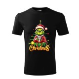 Tricou Personalizat de Craciun cu Personaj Amuzant si Mesaj Merry Christmas - Design Festiv