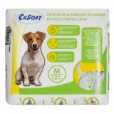 Scutece C&acirc;ini CaSoft, Mărime Medie, 12 Bucăți, Gaura Coada, Talie Elastică, Design Anti-scurgere, Alb, Oem
