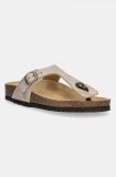 Scholl slapi din piele &icirc;ntoarsă NICOLE femei, culoarea bej, cu toc plat, F321762361