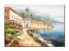 Tablou peisaj lacul Como pictat manual, Colt de rai, 70x50cm ulei pe panza de in, Magistral