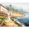 Tablou peisaj lacul Como pictat manual, Colt de rai, 70x50cm ulei pe panza de in, Magistral