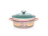 Cratita pentru gatit Metalac Divan Dan, emailata, cu capac sticla, &Oslash; 22 cm, 3.5 Litri