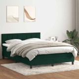 vidaXL Pat box spring cu saltea, verde &icirc;nchis, 160x220 cm, catifea 3316266